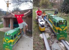 Prekmurec uresničil otroške sanje. Na domačem dvorišču si je postavil 150-metrsko železniško progo!